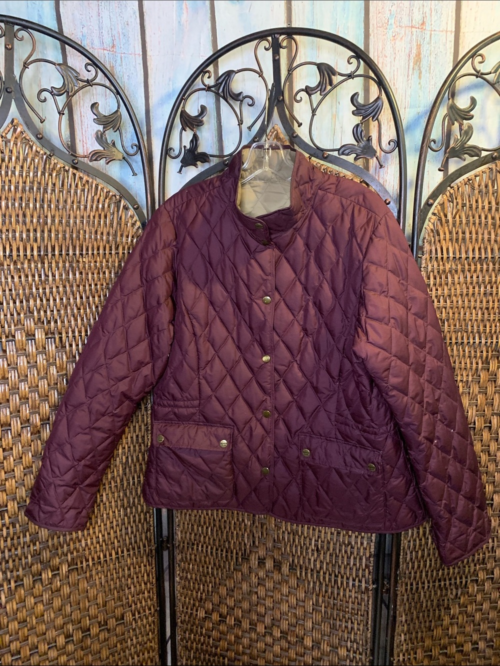 L.L. Bean Down Eggplant Quilted Coat Size M